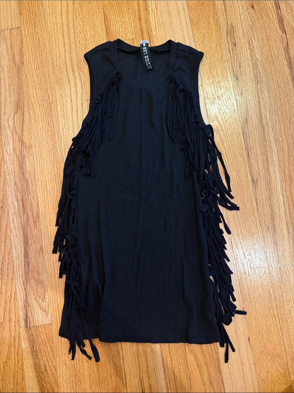Design Lab Black Fringe Tank Top